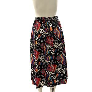 Vtg 1980s Worthington Colorblock New Wave Memphis Pattern A Line Midi Skirt 8P